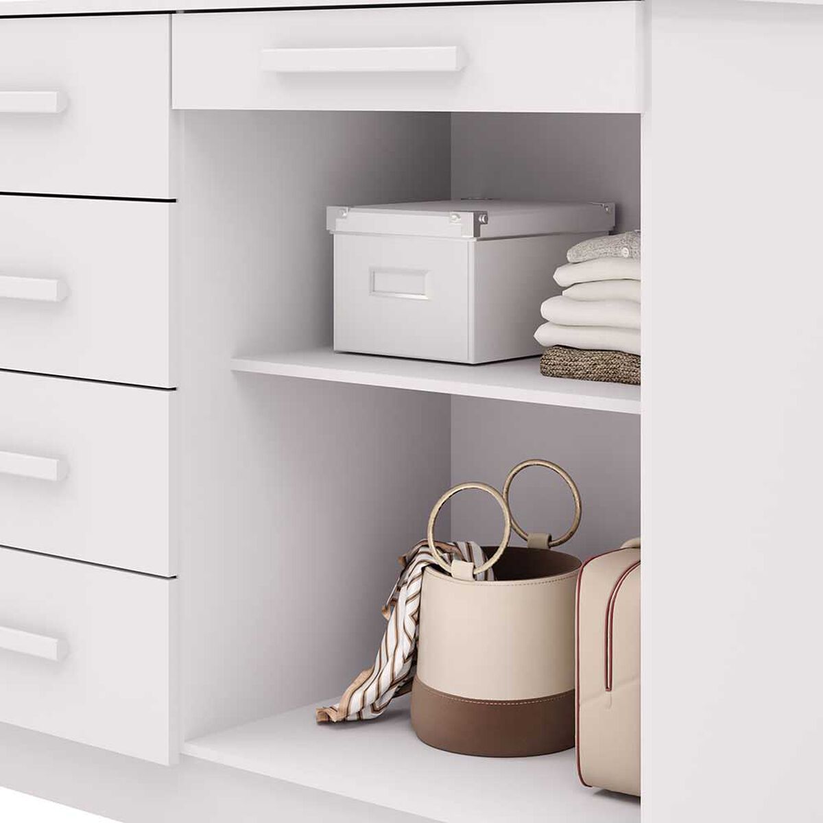 C&oacute;moda Vekkahome Americana 5 Cajones 2 Puertas Blanca