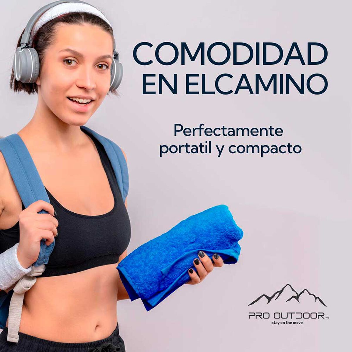 Pack Toallon Y Toalla Microfibra Terry Azul Pro Outdoor
