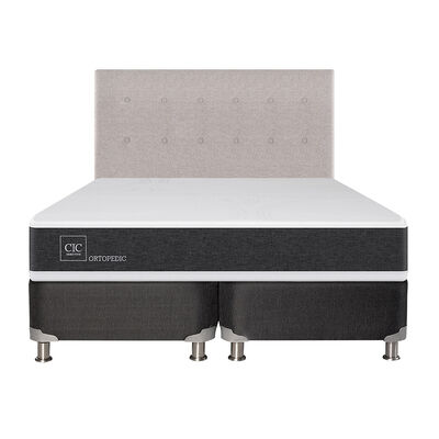 Box Spring CIC Base Dividida 2 Plazas New Ortopedic + Respaldo Tigris