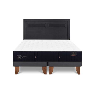 Cama Europea CIC Base Dividida King Premium + Respaldo Milan Negro