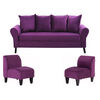 Juego de Living Felpa Bodevir Lua 3-1-1 Morado