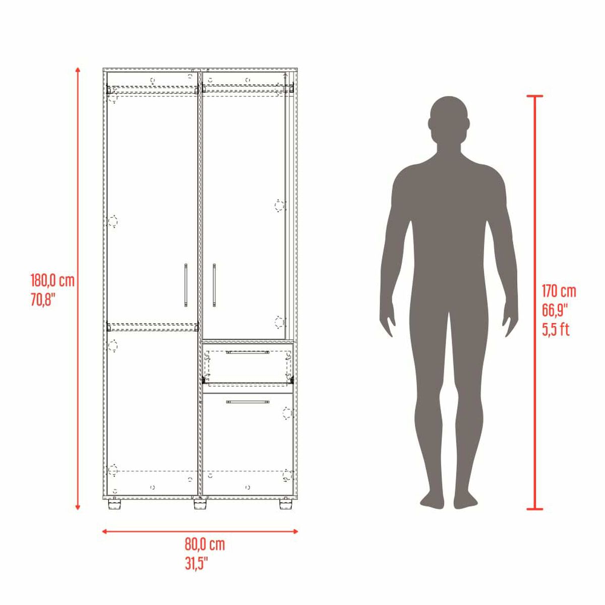 Closet Tuhome Vance 1 Caj&oacute;n 3 Puertas Fresno Europeo-Capri