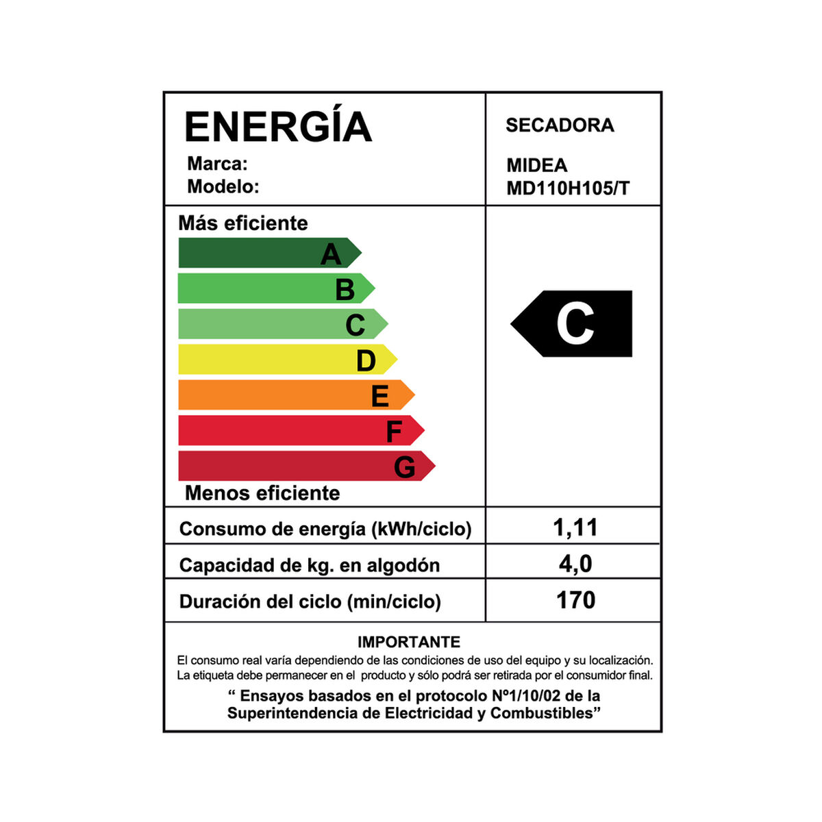 Secadora Frontal Midea MD110H105/T 10.5 Kg