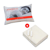 Combo Calientacama Kioto 2 Plazas +  Pack Almohadas Celta Imperial Soft Blanco 65 x 45 cm
