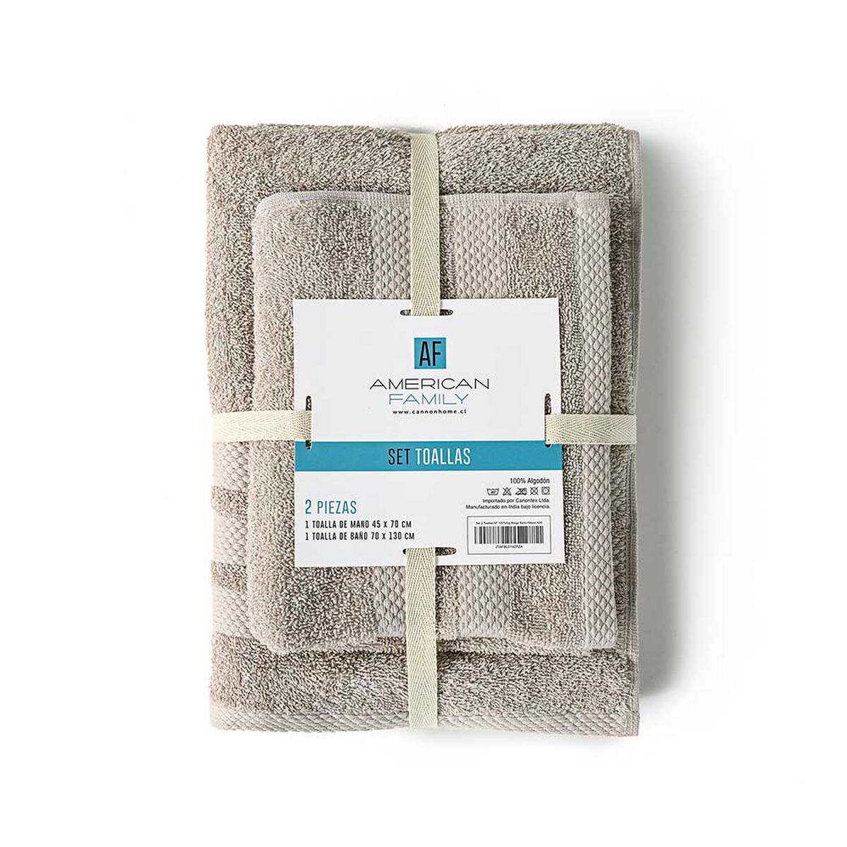 Set 2 Toallas American Family Beige