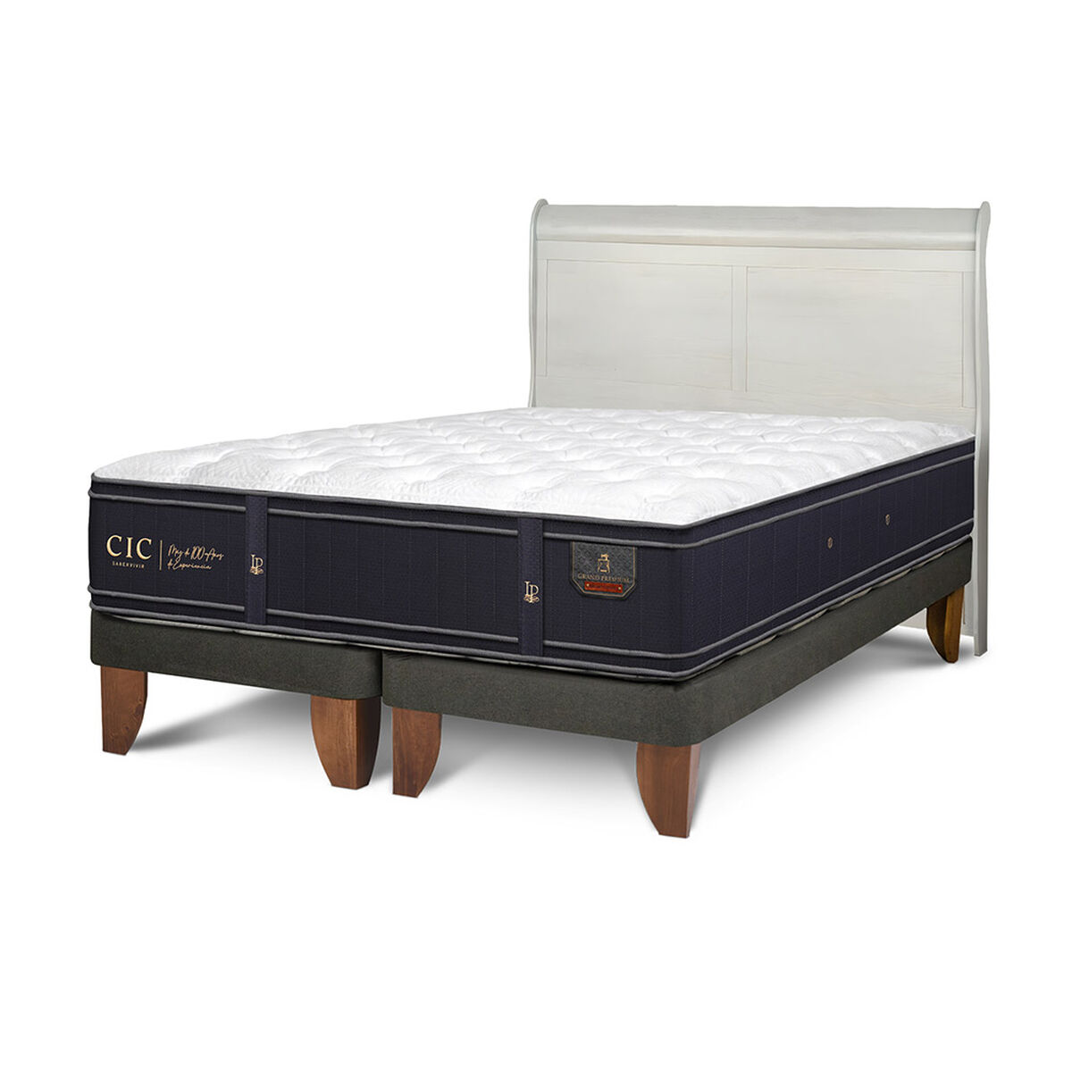 Cama Europea CIC Base Dividida 2 Plazas Grand Premium + Respaldo Miro Alpino