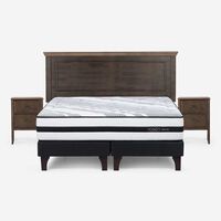 Cama Europea Rosen Base Dividida 2 Plazas Anna + Respaldo + 2 Veladores