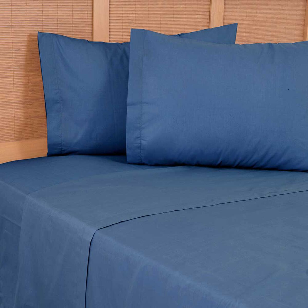 Juego de S&aacute;banas Mashini 144 Hilos 2 Plazas Liso Azul