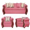Juego de Living Ruzam Mobel Bego&ntilde;a Sof&aacute; 3 Cuerpos + Dos Sillones 1 Cuerpo Lino Palo Rosa