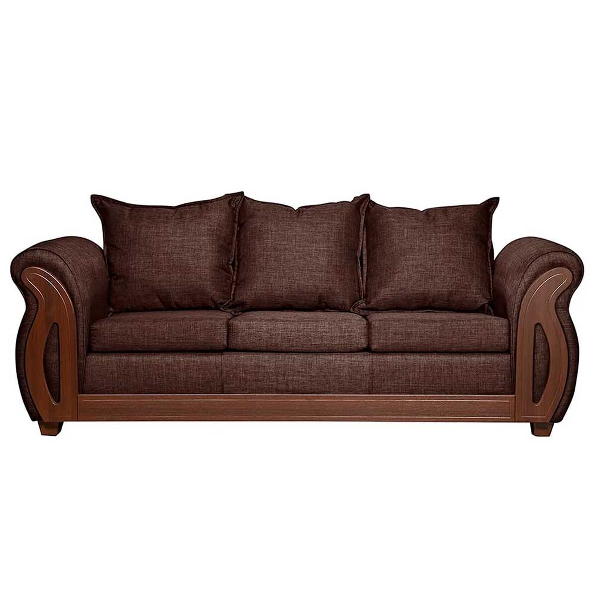 Juego de Living Ruzam Mobel Isidora Sof&aacute; 3 Cuerpos + Dos Sillones 1 Cuerpo Lino Caf&eacute;