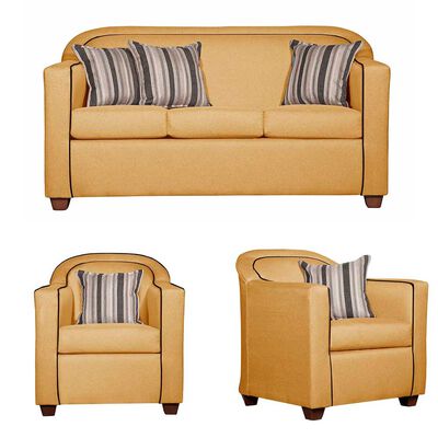 Imagen 1 del producto Juego de Living Ruzam Mobel Zafiro Sofá 3 Cuerpos + Dos Sillones 1 Cuerpo Lino Mostaza