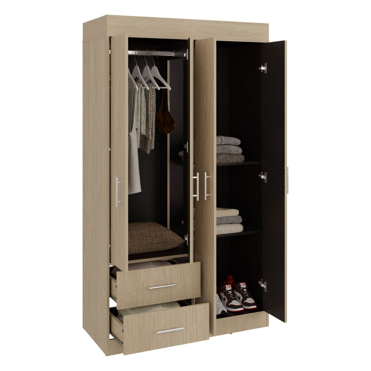 Closet Tuhome Houston 4 Puertas 2 Cajones Cartagena Wengue