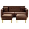 Juego de Living Bodevir New Retro Felpa 01 Sofá 3 Cuerpos + Dos Pouf 1 Cuerpo Chocolate 