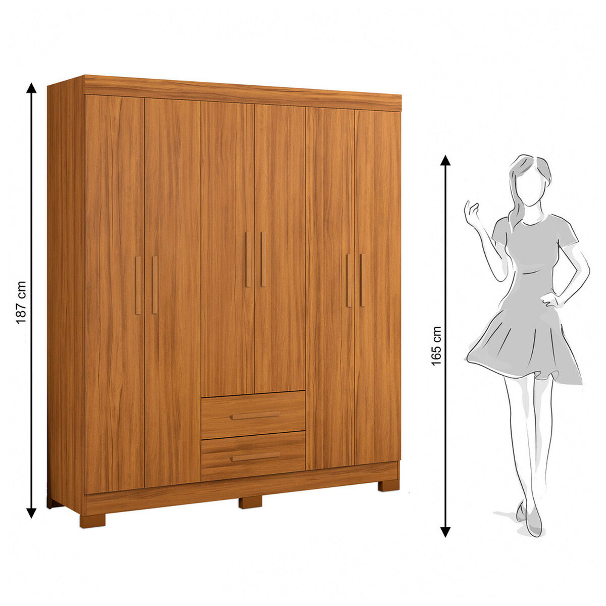 Closet Home Mobili Badara 6 Puertas 2 Cajones Caf&eacute;