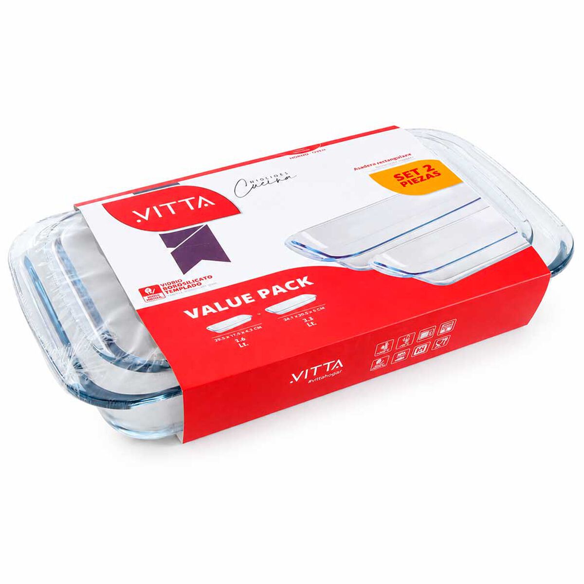 Pack 2 Asaderas Vitta Value 1.6 Lt / 2.2 Lt