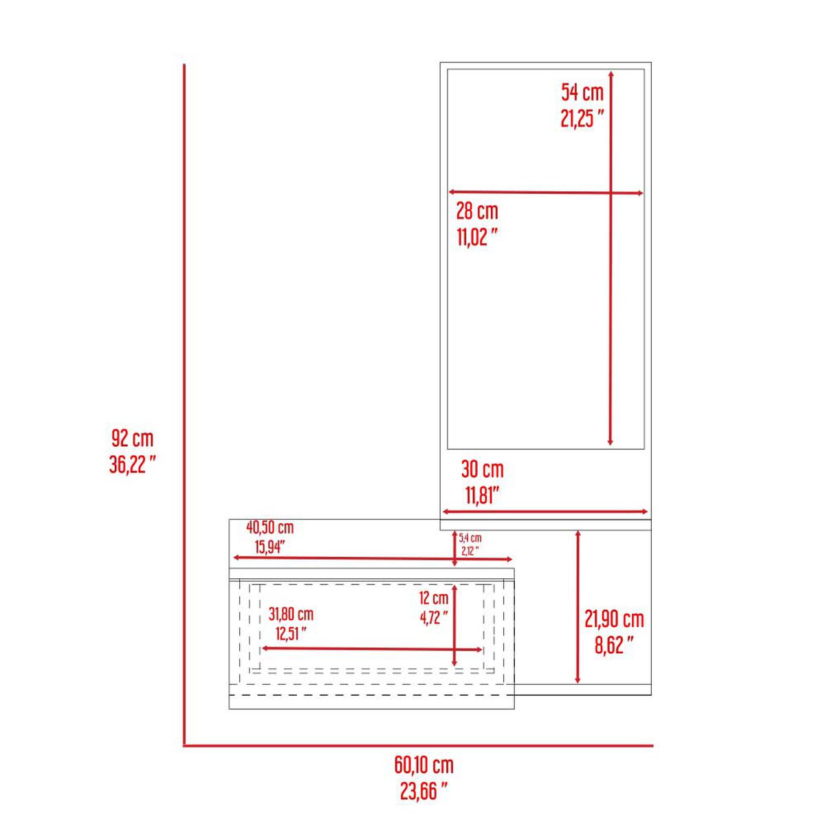Mueble Recibidor Tuhome Flotante Viena Duna y Plomo 