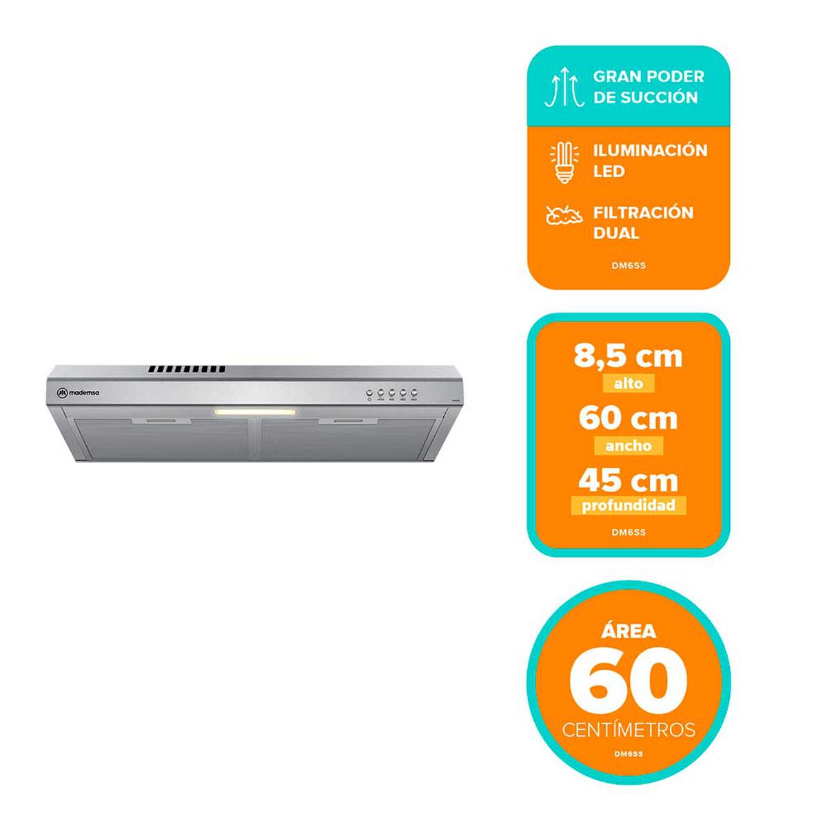 Campana Mademsa DM6SS El&eacute;ctrica Inox