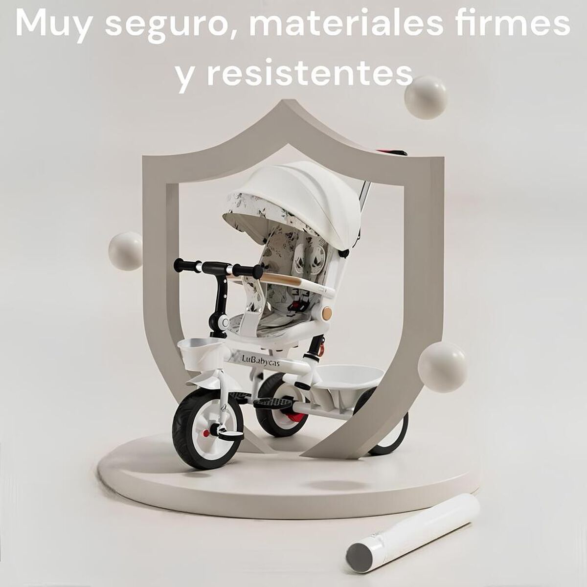 Triciclo LuBabycas 360° Multiposiciones con Mesita Blanco