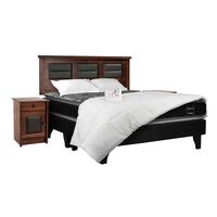 Cama Europea Celta Base Dividida King Terapeutic + Respaldo + 2 Veladores Villarreal + Set Textiles + Almohadas