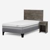 Cama Europea Rosen 1,5 Plazas Pratta + Respaldo + Velador Tabor Grafito