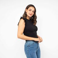 Polera Lisa Sin Mangas Mujer Zibel Negro, Rojo