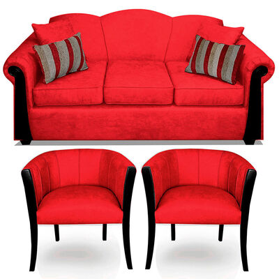 Juego de Living Elegant Michigan + Sitiales Tela 5 Cuerpos Rojo
