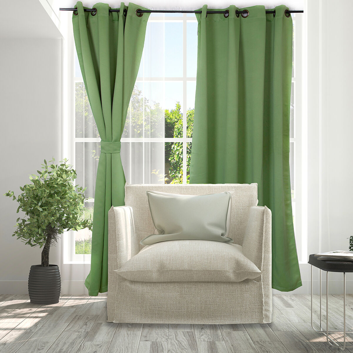 Set Cortinas Doral Black Out Victoria  220 x 140 cm Verde