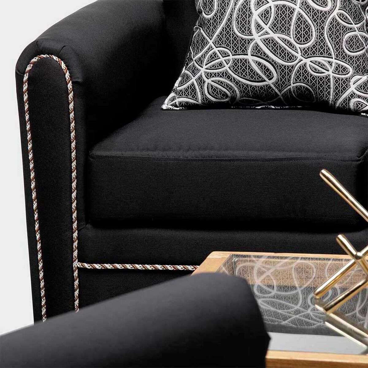 Juego de Living Almore Alemania Sof&aacute; 3 Cuerpos + Dos Sillones 1 Cuerpo Negro