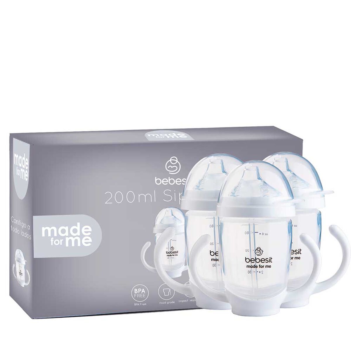 Vaso de entrenamiento Pack x 3 200ml Antiderrame Bebesit