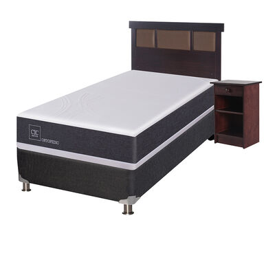 Imagen 2 del producto Box Spring CIC 1 Plaza New Ortopedic + Respaldo + Velador New Dublin