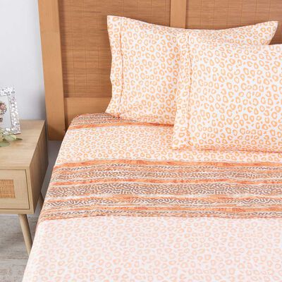 Juego de Sábanas Estampado Plumetti 2 Plazas Tamarindo