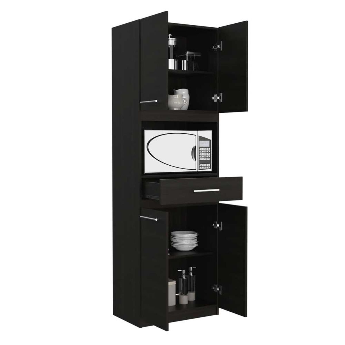 Mueble para Microondas TuHome Manchester 3 Puertas 1 Caj&oacute;n Wengue
