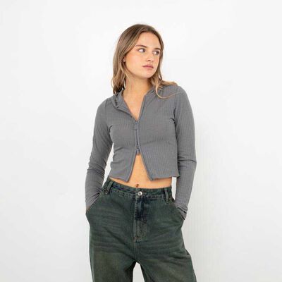 Polerón Crop Cierre Mujer Icono