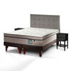 Cama Europea Flex Base Dividida S&uacute;per King M&aacute;ximo Cobre + Respaldo Design Gris + 2 Veladores Rover