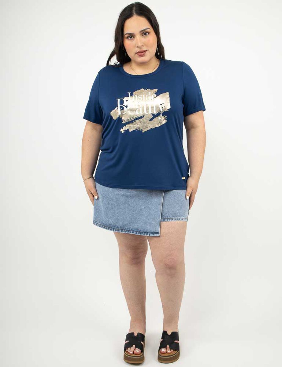 Polera Con Estampado Manga Corta Mujer Extralindas