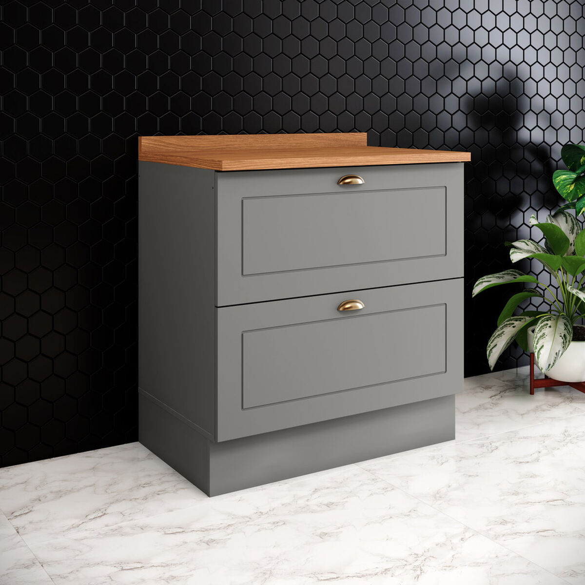 Modulo Bajo Home Mobili Americana 2 Cajones Gris