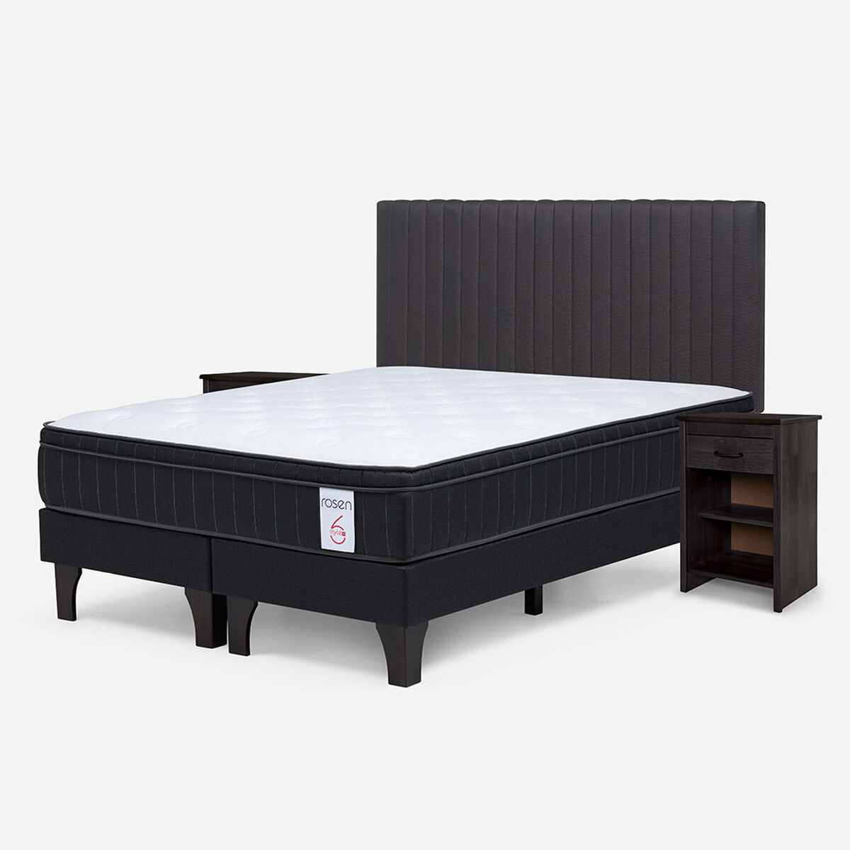 Cama Europea Rosen 2 Plazas New Style 6 Plus + Set Muebles Lucio