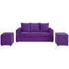 Sofá Bodevir Kendy Felpa 3 Cuerpos + Dos Pouf Cali Morado