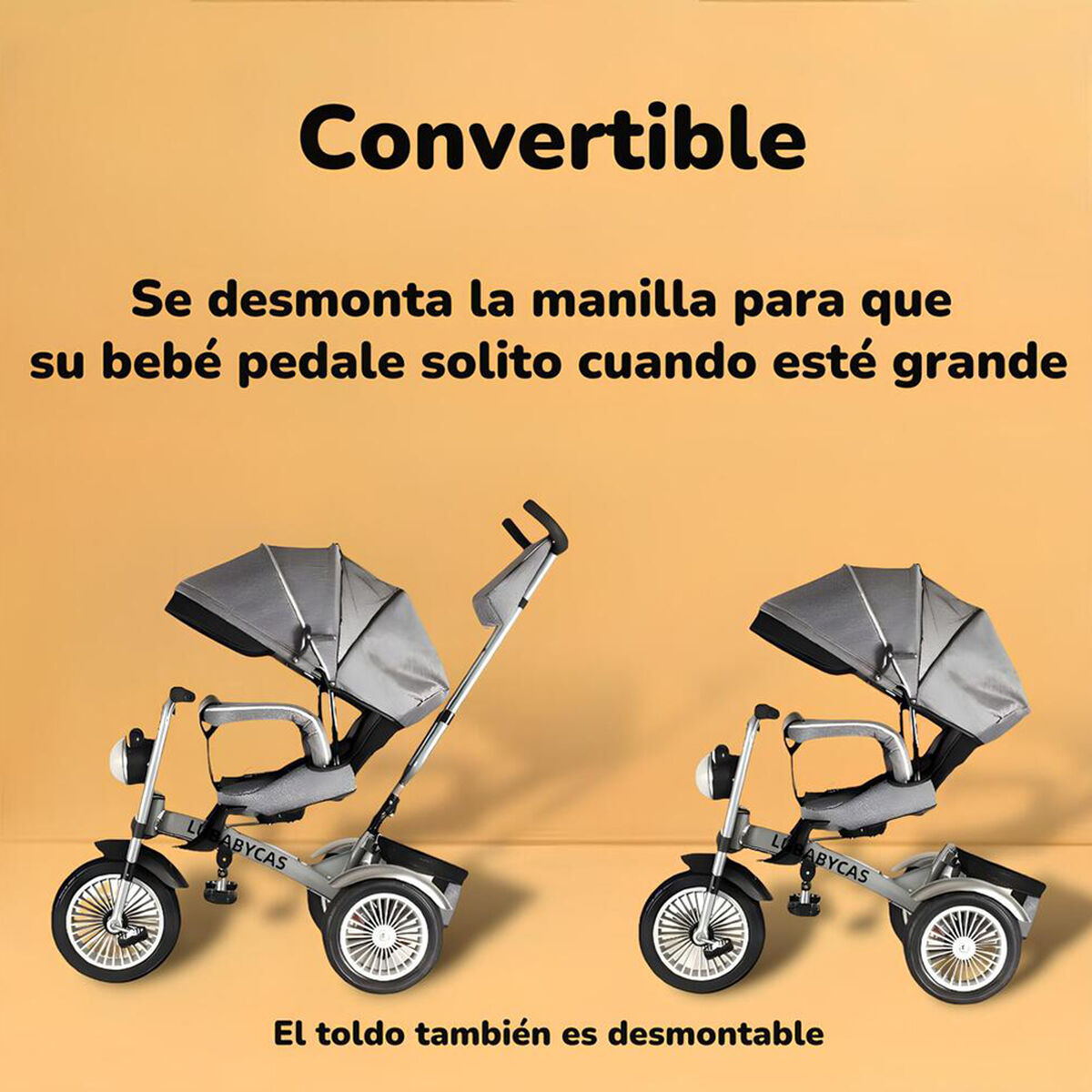 Triciclo Multifuncional 360° con Luces Lubabycas Gris