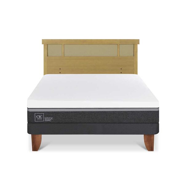 Cama Europea CIC 2 Plazas Ortopedic Advance + Respaldo Dublin Mostaza