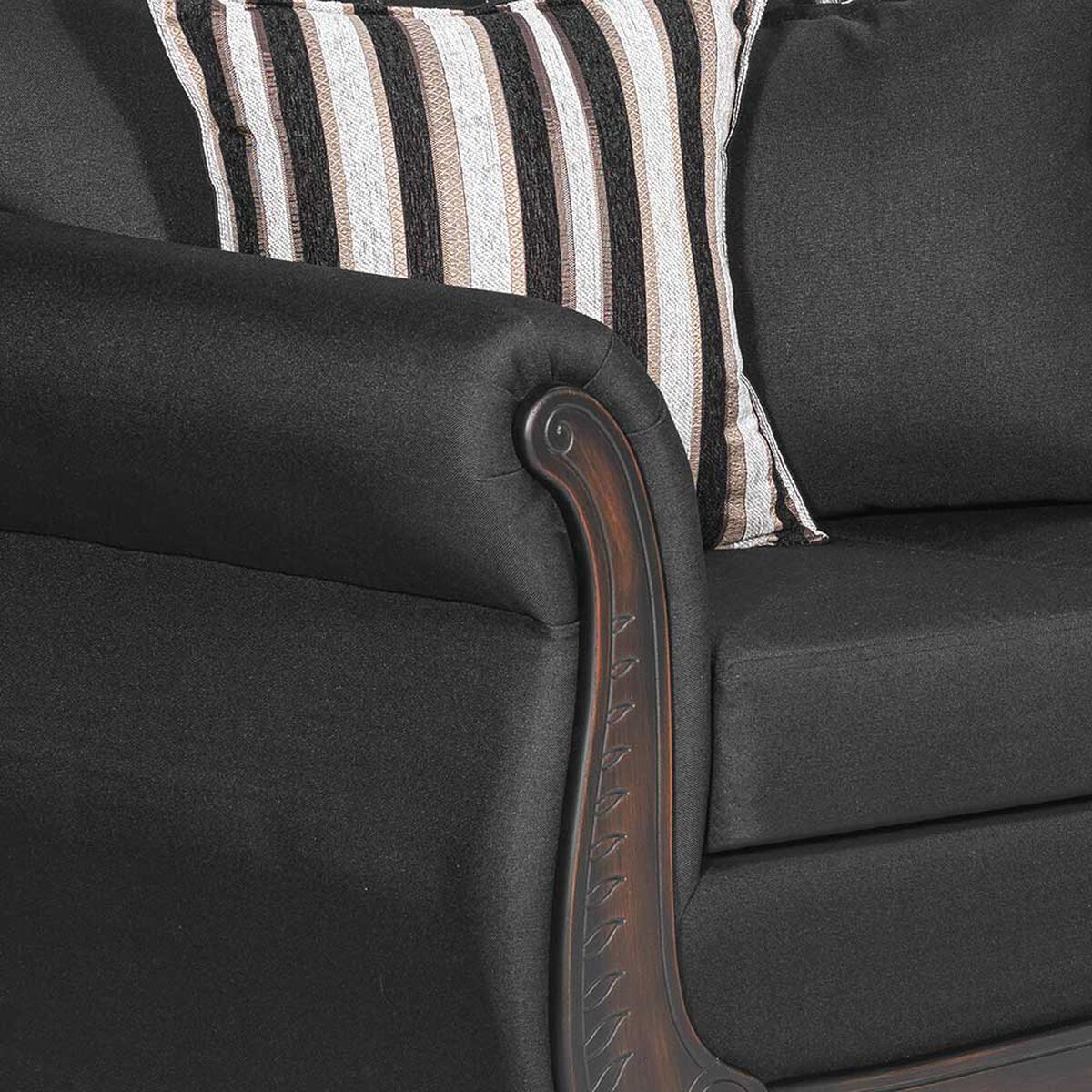 Juego de Living  Muebles M&E Llanquihue Sofá 3 Cuerpos + Dos Sillones 1 Cuerpo Negro