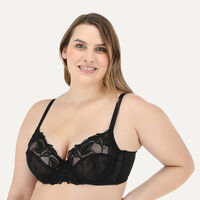 Sostén Mujer Flores Negro, Beige