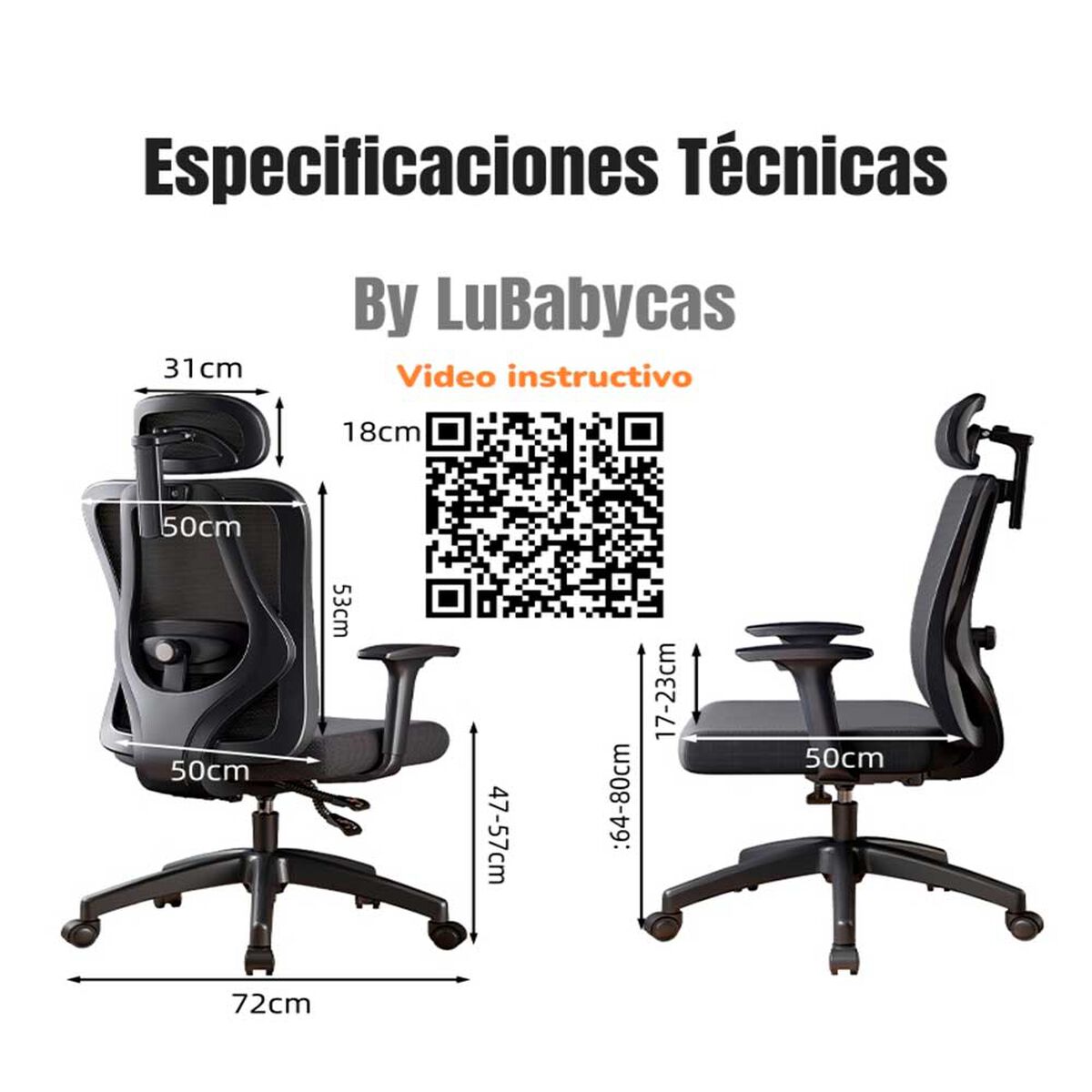Silla de escritorio LuBabycas W205 Negro