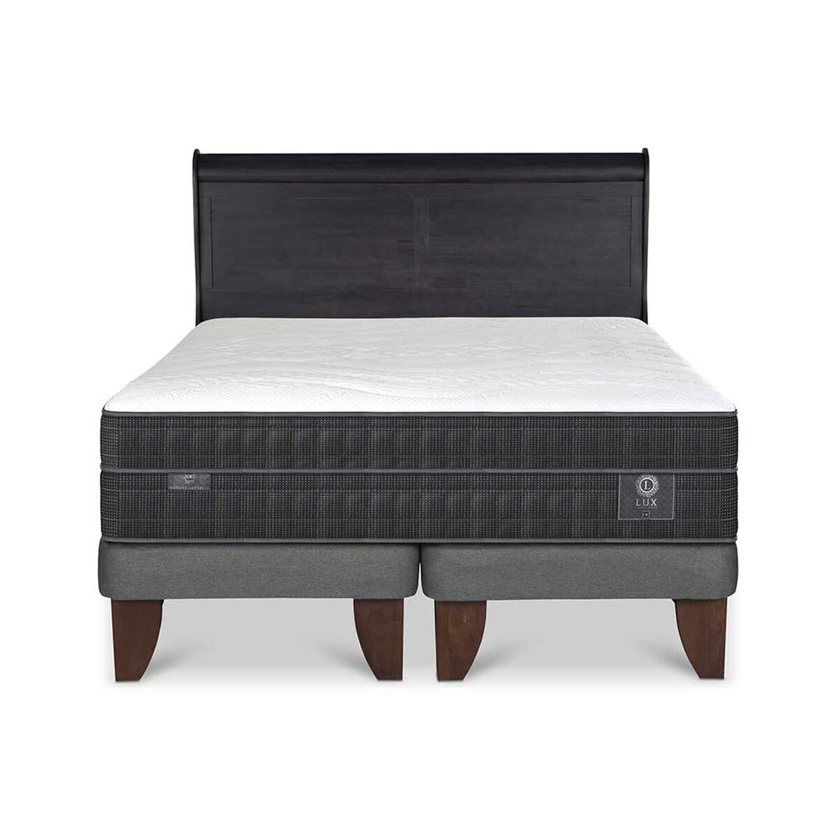 Cama Europea CIC Base Dividida King Lux + Respaldo Miro Negro