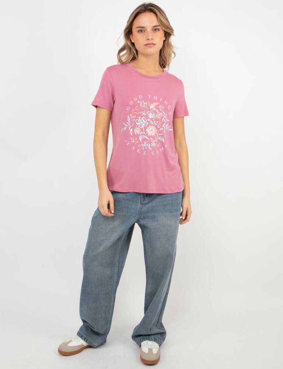 Polera Con Estampado Manga Corta Mujer Icono