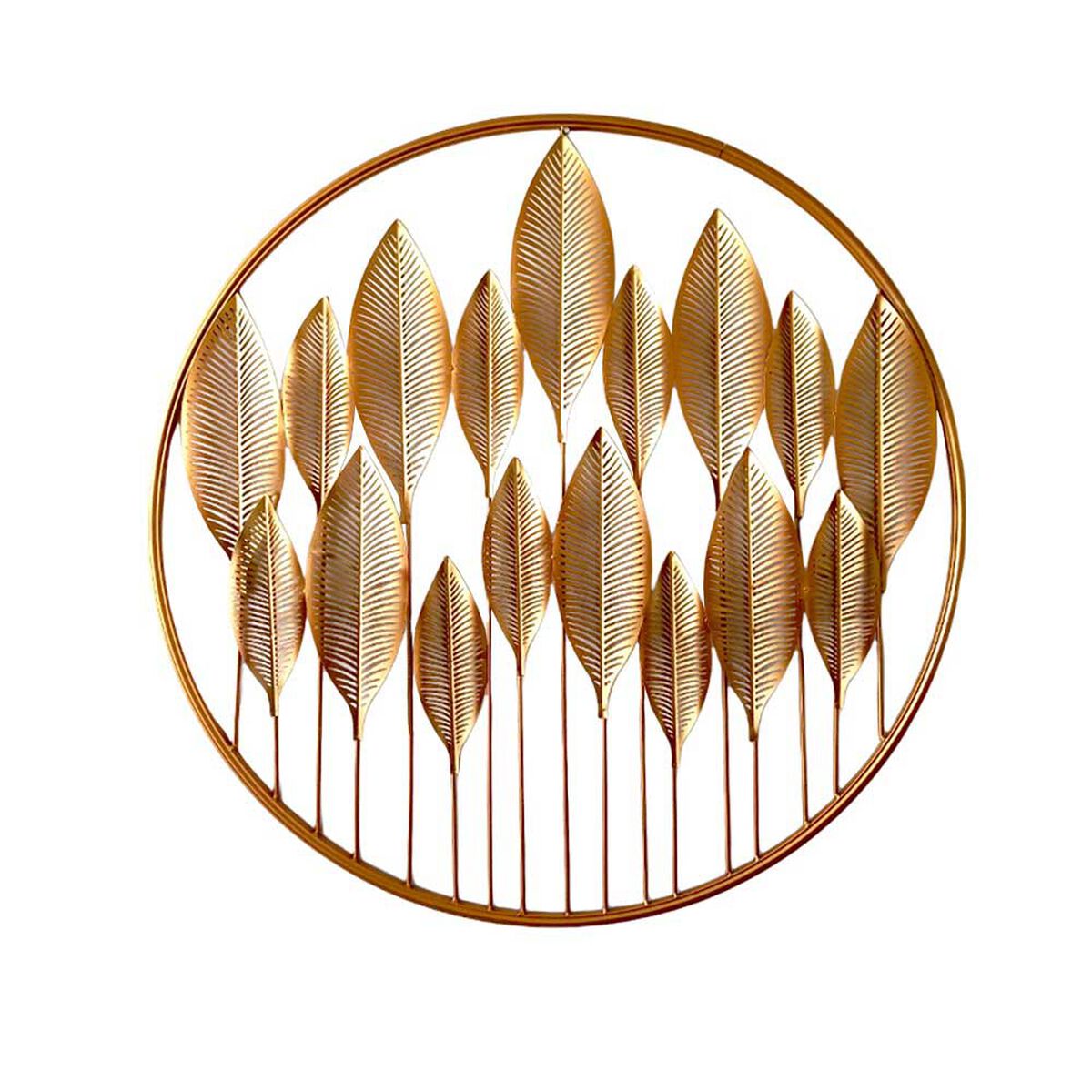 Cuadro Decorativo Redondo Ankara Hojas Dorado
