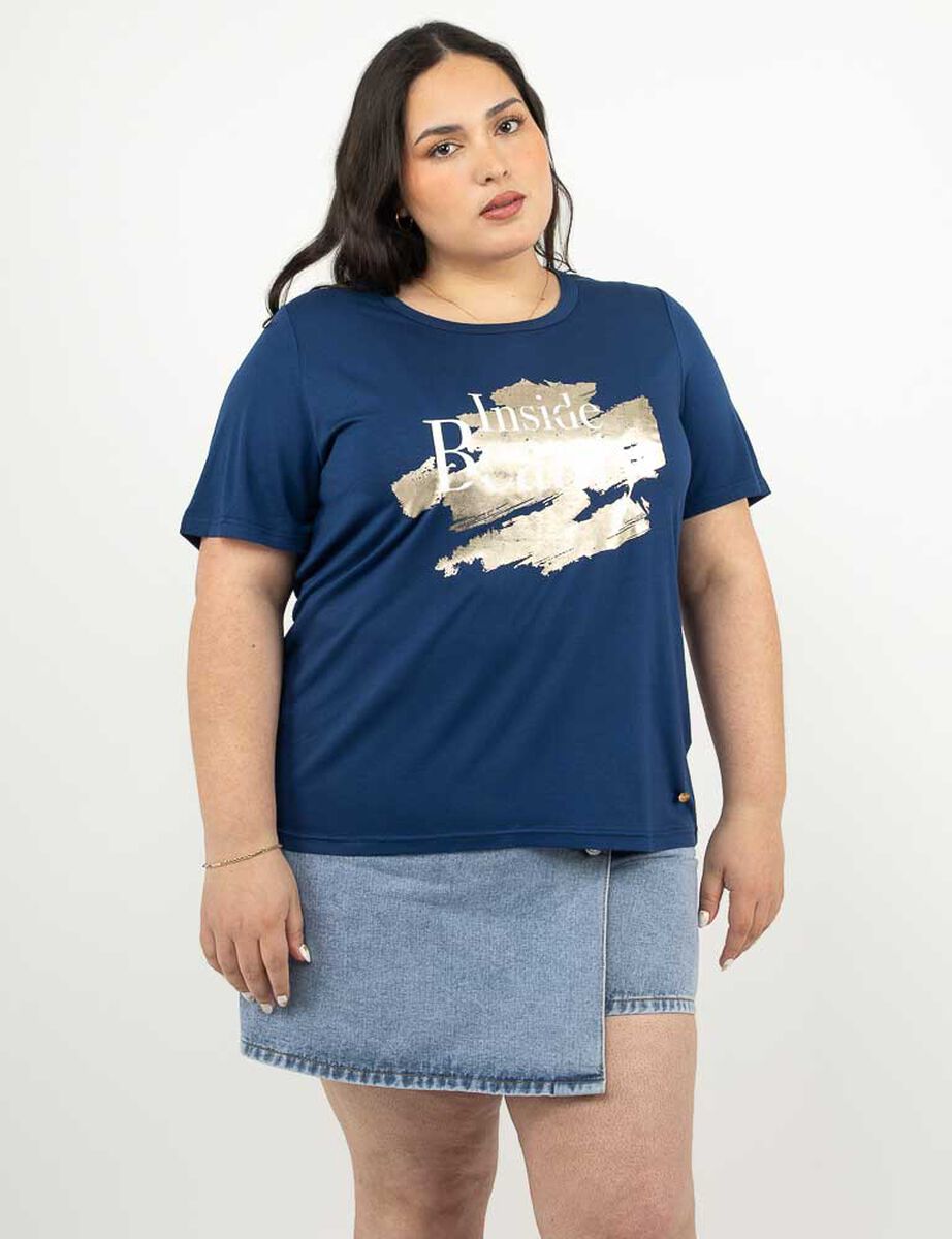 Polera Con Estampado Manga Corta Mujer Extralindas