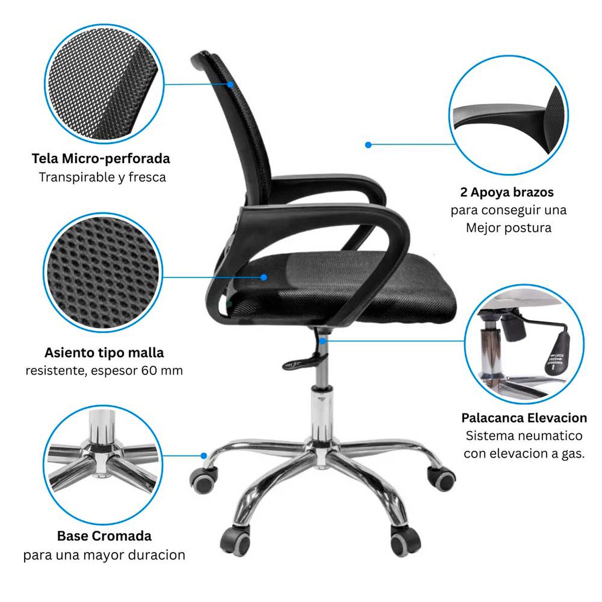 Combo Oficina Escritorio Cartagena + Silla New York Negra Arthome