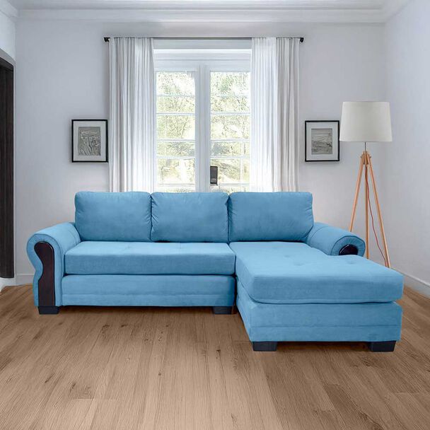 Sofá Seccional Living Factory Oregon 4 Cuerpos Azul