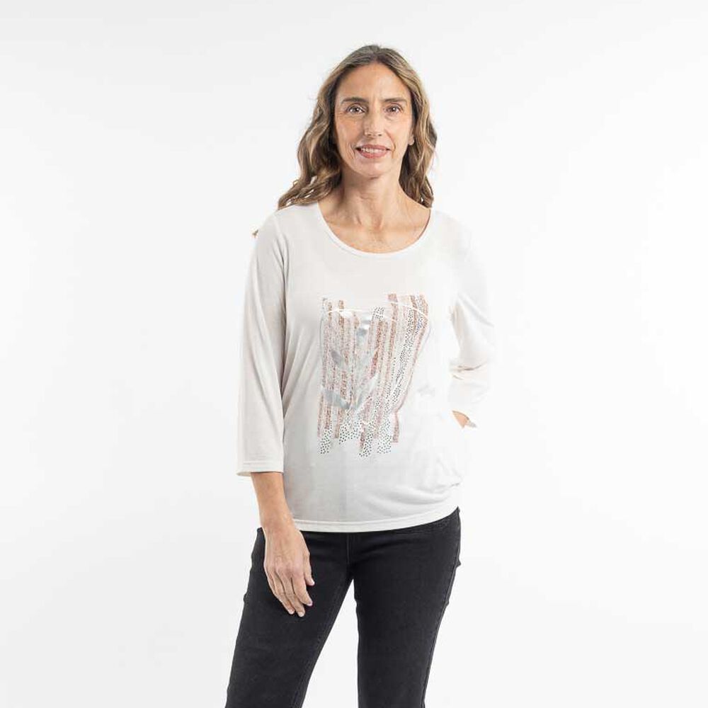 Polera Con Estampado Manga 3/4 Mujer Portman Club
